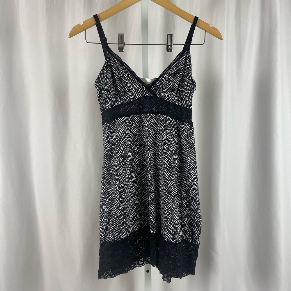 Marilyn Monroe Medium Lace Abstract Polka Dot Slip Dress Nightgown Silky Satiny